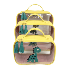 Kit Necessaire Crystal com 3 Little Dino em Couro Personalizada