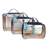 Kit Necessaire Crystal com 3 Marinheiro em Couro Personalizada