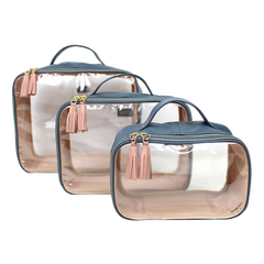 Kit Necessaire Crystal com 3 em Couro e Vinil Personalizado