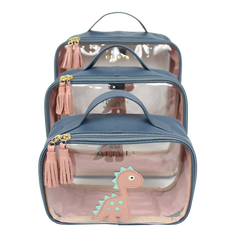 Kit Necessaire Crystal com 3 Little Dino em Couro Personalizada