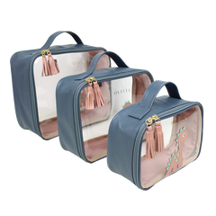 Kit Necessaire Crystal com 3 Little Dino em Couro Personalizada