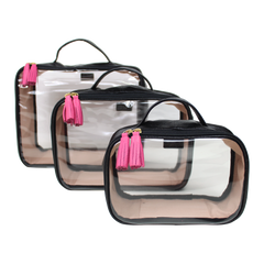 Kit Necessaire Crystal com 3 em Couro e Vinil Personalizado