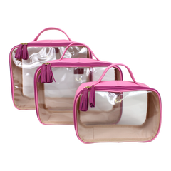 Kit Necessaire Crystal com 3 em Couro e Vinil Personalizado