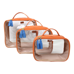 Kit Necessaire Crystal com 3 em Couro e Vinil Personalizado