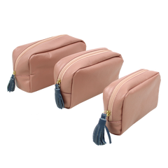 Kit Necessaire Julie com 3 em Couro Personalizada