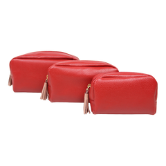 Kit Necessaire Julie com 3 em Couro Personalizada