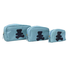 Kit Necessaire Little Bear Aqua Liso com Marinho Liso Pronta Entrega