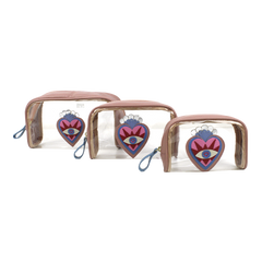 Kit Necessaire Betina Sagrado Coração em Couro e Vinil Personalizada