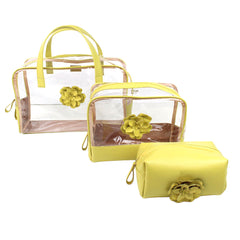 Kit Necessaire Vicky Camélia em Couro e Vinil Personalizado