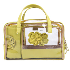 Kit Necessaire Vicky Camélia em Couro e Vinil Personalizado