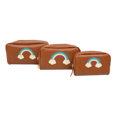 Kit Necessaire Arco Íris em Couro Personalizado