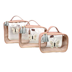 Kit Necessaire Crystal com 3 Borboleta em Couro Personalizada