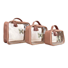 Kit Necessaire Crystal Borboleta Algodão Doce Liso com Off White Liso e Jade Pronta Entrega