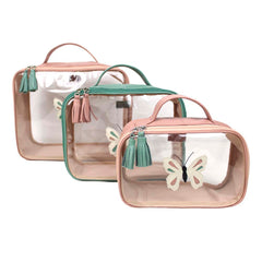Kit Necessaire Crystal com 3 Borboleta em Couro Personalizada