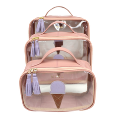Kit Necessaire Crystal com 3 Gelato em Couro Personalizada