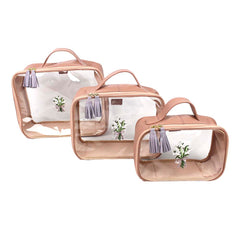 Kit Necessaire Crystal com 3 Bordado Muguet em Couro Personalizada