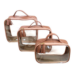 Kit Necessaire Crystal com 3 em Couro e Vinil Personalizado