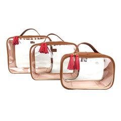 Kit Necessaire Crystal com 3 em Couro e Vinil Personalizado