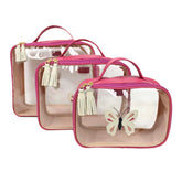 Kit Necessaire Crystal com 3 Borboleta em Couro Personalizada