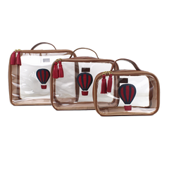 Kit Necessaire Crystal com 3 Little Ballon em Couro Personalizada