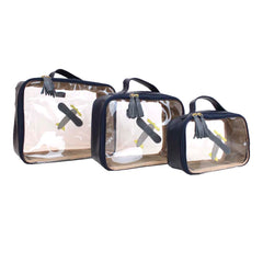 Kit Necessaire Crystal com 3 Little Plane Marinho Liso com Chumbo, Cinza Claro Liso e Lima Liso Pronta Entrega