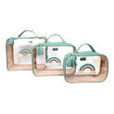 Kit Necessaire Crystal com 3 Arco Íris em Couro Personalizada