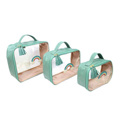 Kit Necessaire Crystal com 3 Arco Íris em Couro Personalizada