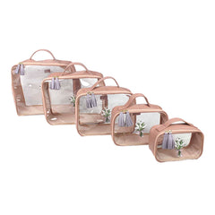 Kit Necessaire Crystal com 5 Bordado Muguet em Couro Personalizada