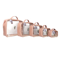 Kit Necessaire Crystal com 5 Bordado Muguet em Couro Personalizada