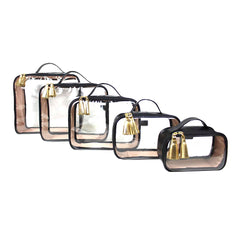 Kit Necessaire Crystal com 5 em Couro e Vinil Personalizado