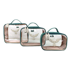 Kit Necessaire Crystal com 3 Divino Espírito Santo em Couro Personalizada