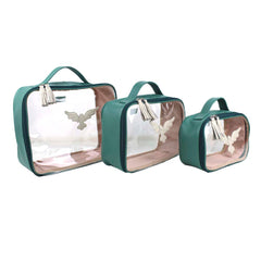 Kit Necessaire Crystal com 3 Divino Espírito Santo em Couro Personalizada