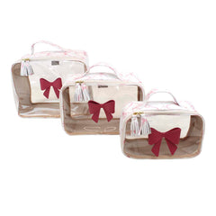 Kit Necessaire Crystal com 3 Laço Coquette Estampa Florença com Chiclete Pronta Entrega