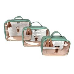 Kit Necessaire Crystal com 3 Santo Antônio em Couro Personalizada