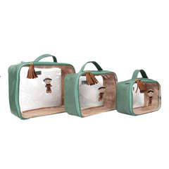 Kit Necessaire Crystal com 3 Santo Antônio em Couro Personalizada