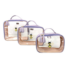 Kit Necessaire Crystal com 3 Abelha em Couro Personalizada