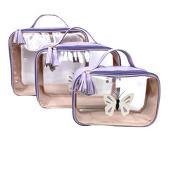 Kit Necessaire Crystal com 3 Borboleta em Couro Personalizada