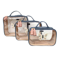 Kit Necessaire Crystal com 3 Borboleta em Couro Personalizada