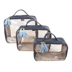 Kit Necessaire Crystal com 3 Oceano com Azul Bebé Pronta Entrega
