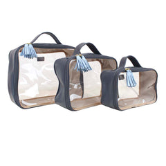 Kit Necessaire Crystal com 3 Oceano com Azul Bebé Pronta Entrega