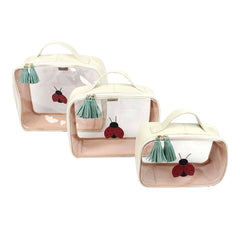 Kit Necessaire Crystal com 3 Joaninha em Couro Personalizada