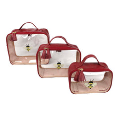 Kit Necessaire Crystal com 3 Abelha em Couro Personalizada