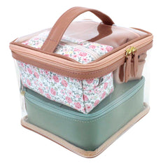 Kit Necessaire Jhude Algodão Doce Liso com Jade e Estampa Bosque Pronta Entrega