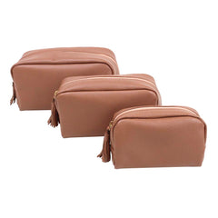 Kit Necessaire Julie com 3 em Couro Personalizada