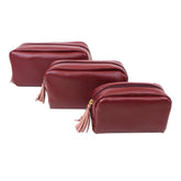 Kit Necessaire Julie com 3 Burgundy Liso com Algodão Doce Liso Pronta Entrega