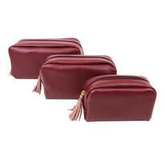 Kit Necessaire Julie com 3 Burgundy Liso com Algodão Doce Liso Pronta Entrega