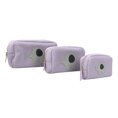 Kit Necessaire Little Elephant Lilás Liso com Cinza Claro Liso e Chumbo Pronta Entrega