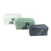 Kit Necessaire Little Dino Estampa Listrado Pontilhado Verde com Menta Liso, Oceano e Esmeralda Pronta Entrega