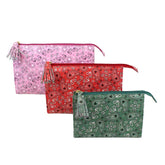 Kit Necessaire Louise Mix de Estampa Paisley Rosa, Vermelho e Verde Pronta Entrega