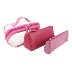Kit Necessaire Norah Rosa Orquídea com Chiclete e Rosa Blush Pronta Entrega